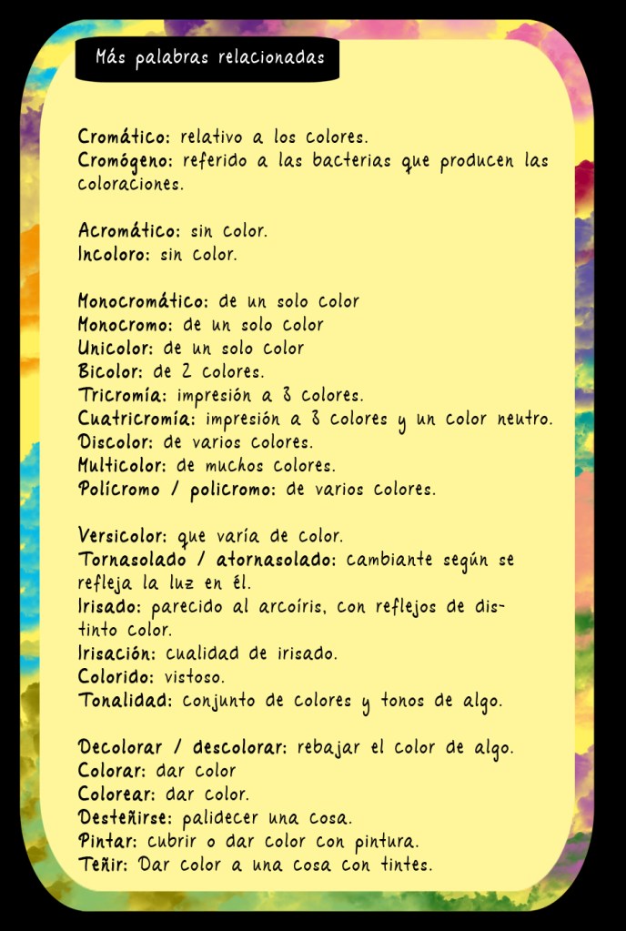 palabras sobre el color